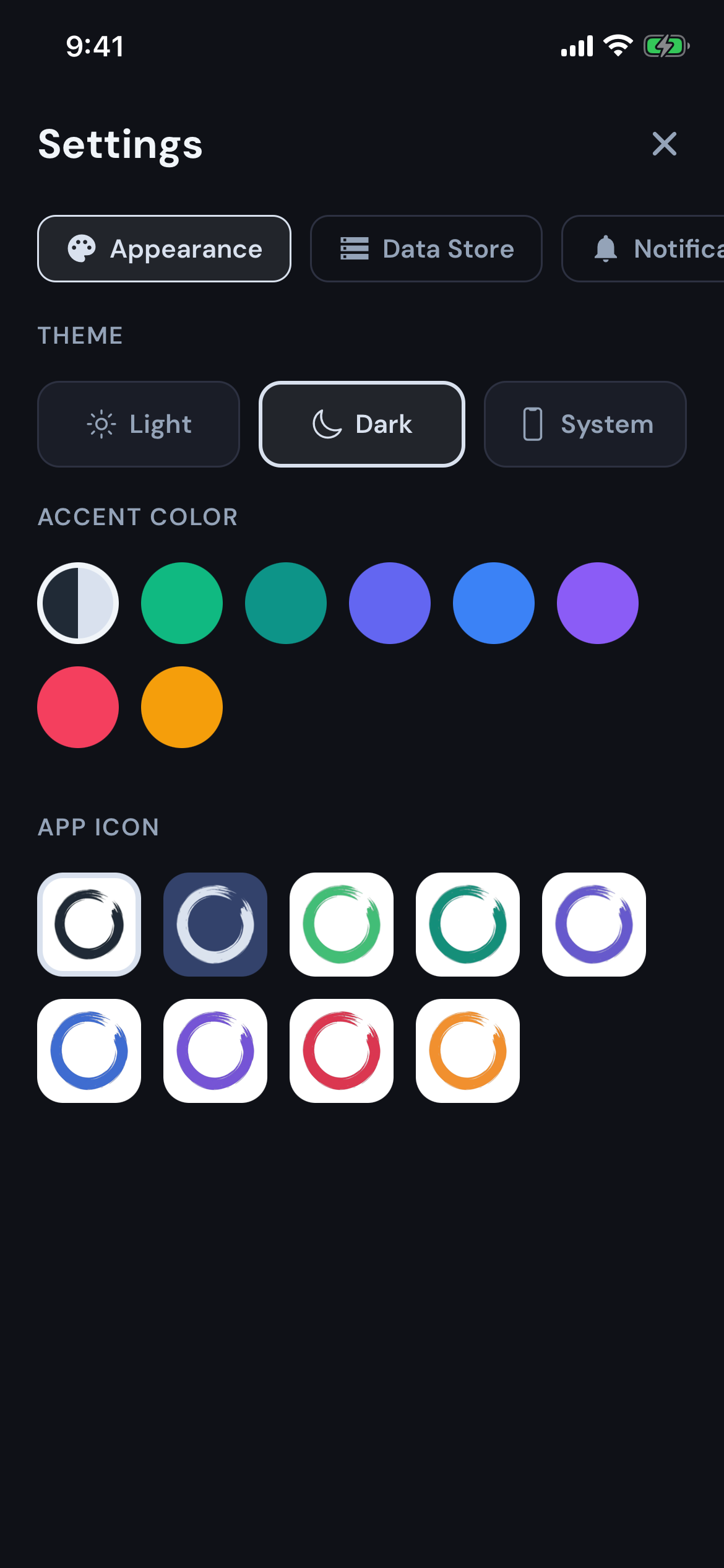 Modest screenshot — appearance