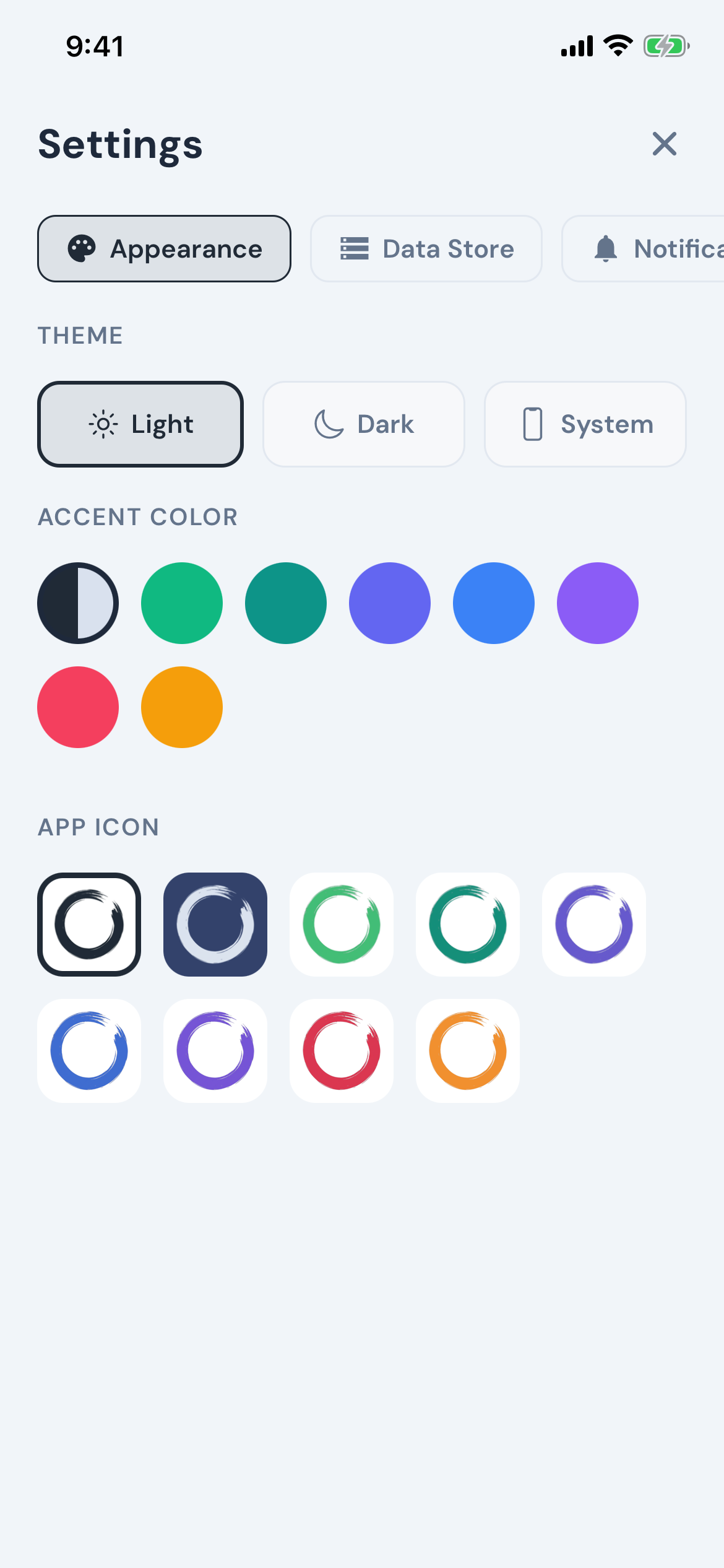 Modest screenshot — appearance