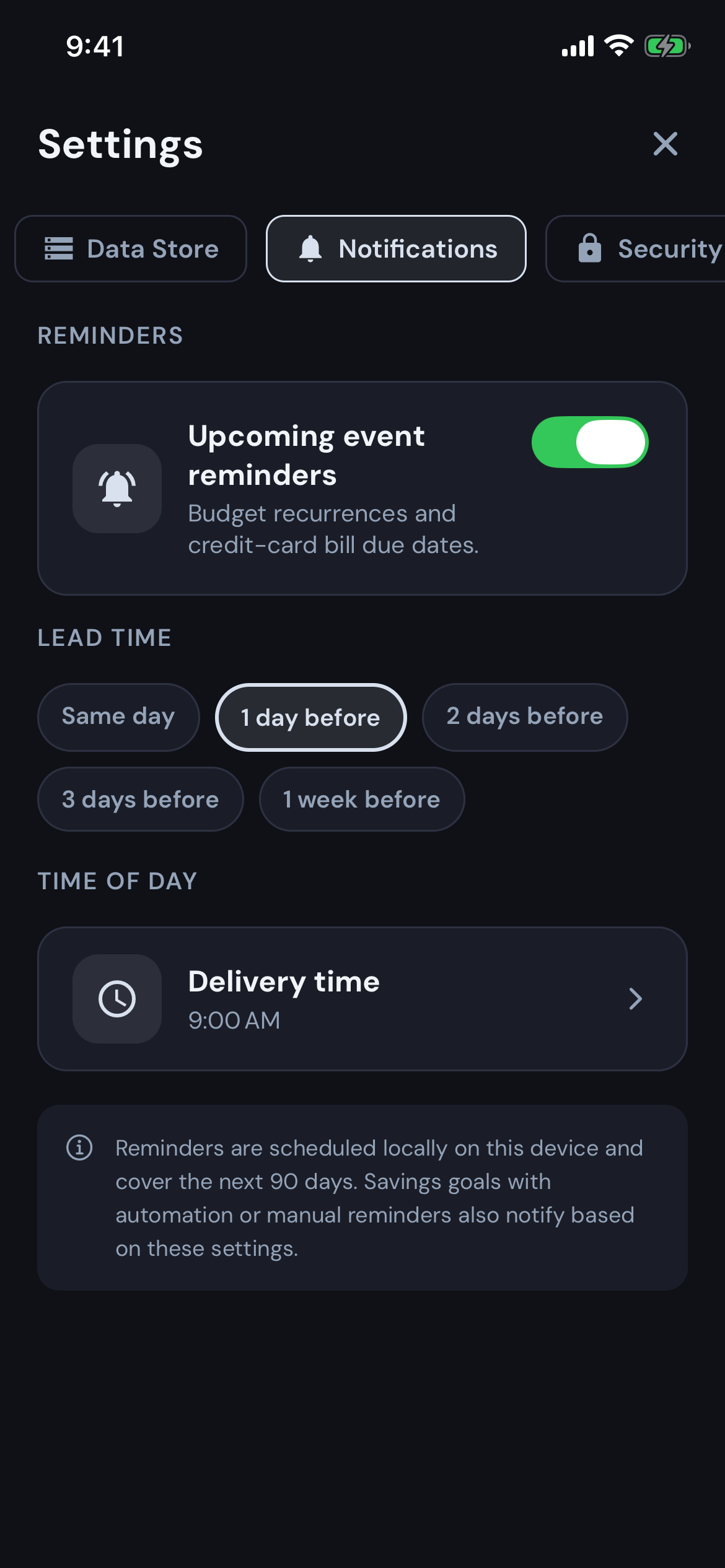 Modest screenshot — notifications